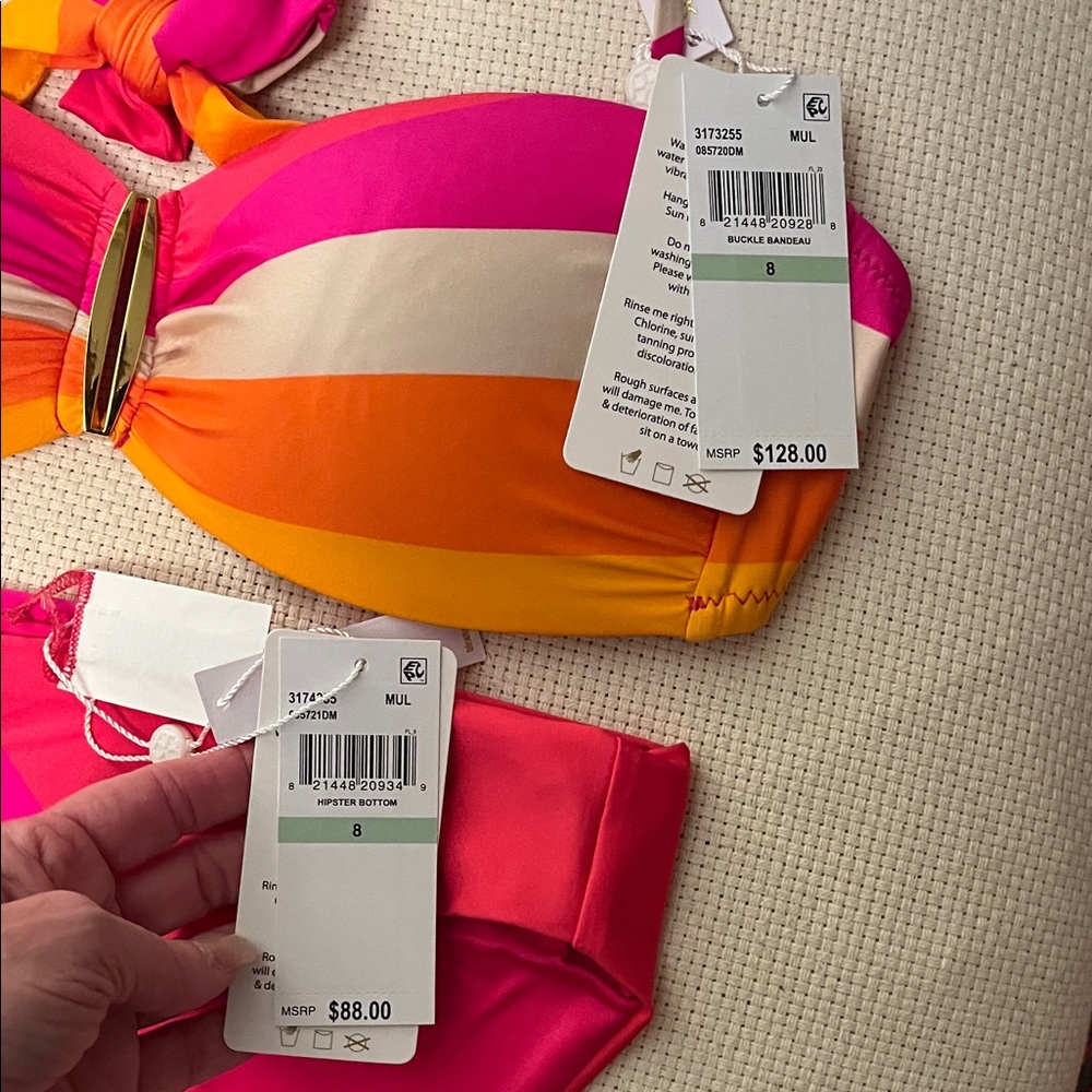 NWT NEW Trina Turk Pink and Orange Bikini Set - Picture 2 of 6